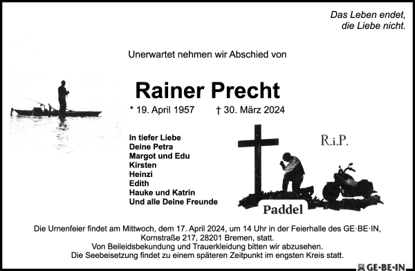 Traueranzeige von Rainer Precht von WESER-KURIER