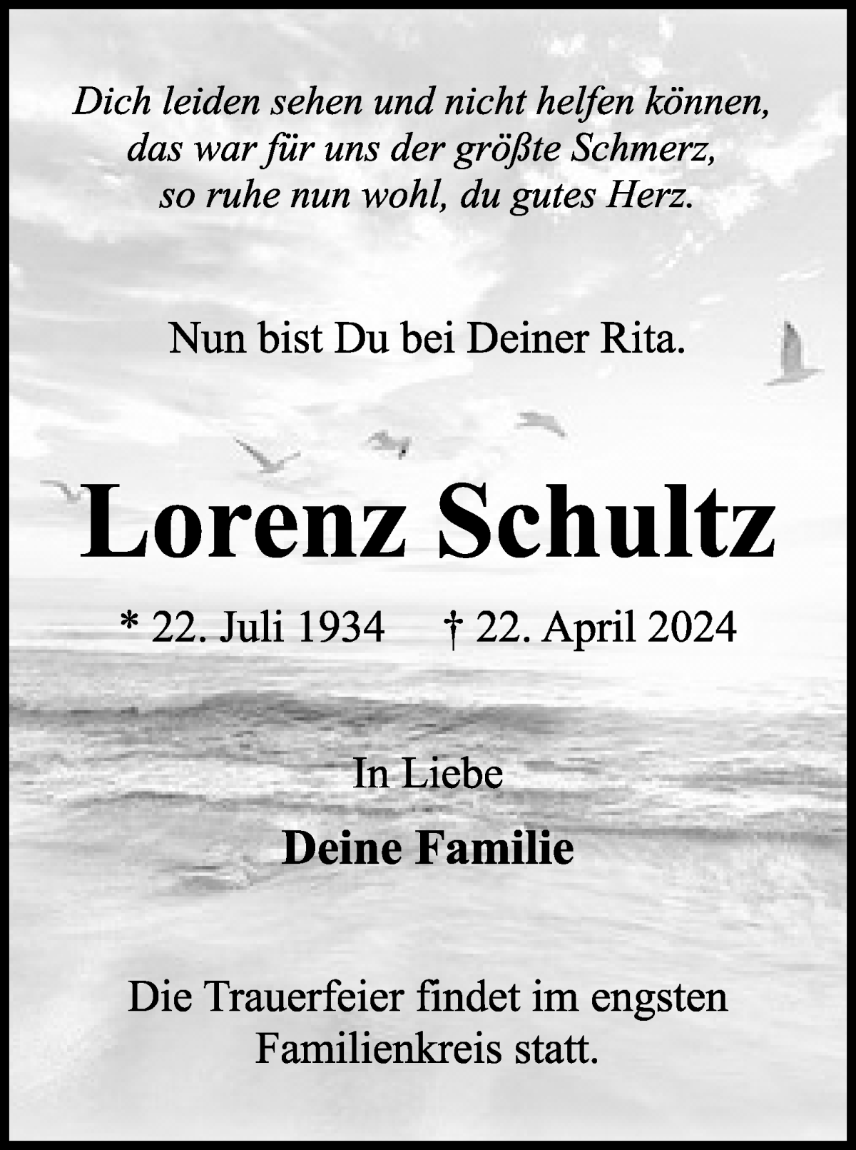 Traueranzeige von Lorenz Schultz von WESER-KURIER