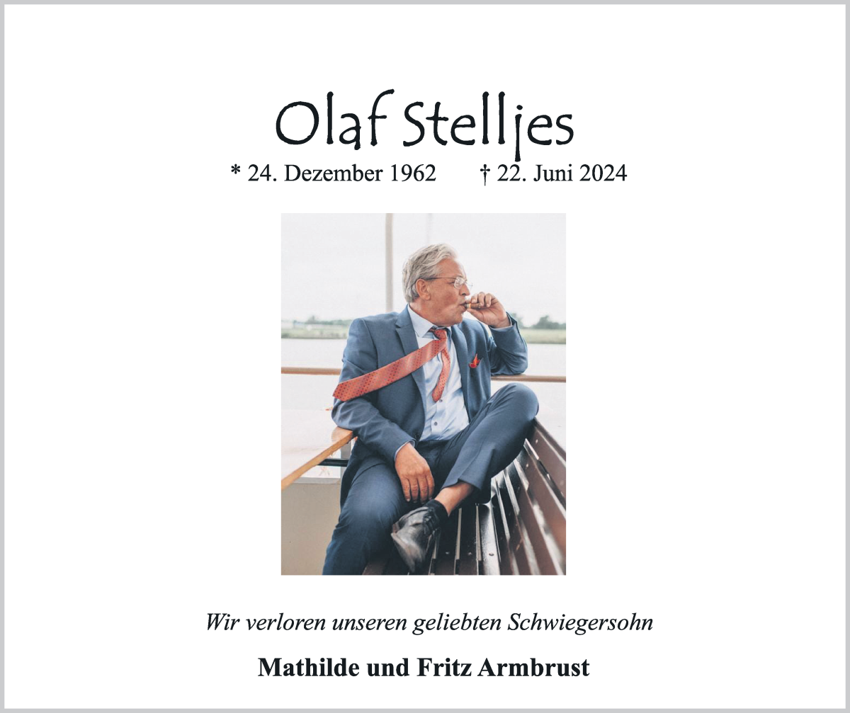  Traueranzeige für Olaf Stelljes vom 29.06.2024 aus Osterholzer Kreisblatt