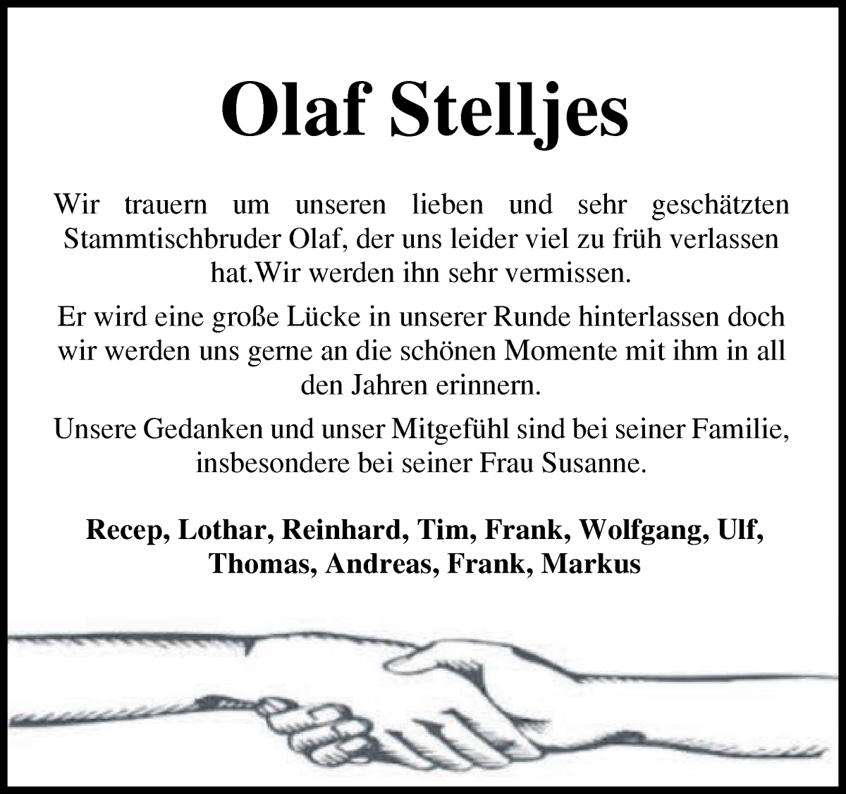  Traueranzeige für Olaf Stelljes vom 29.06.2024 aus Osterholzer Kreisblatt