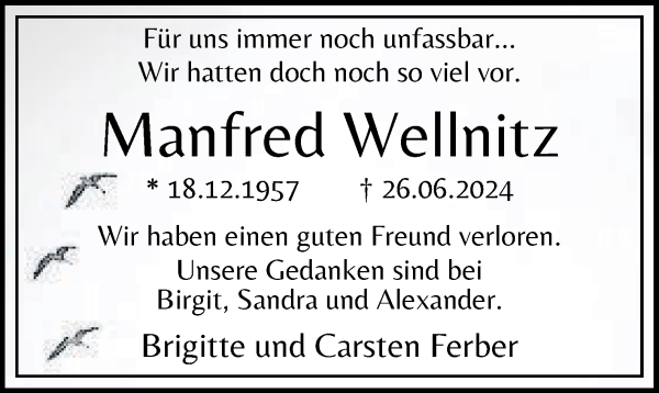 Traueranzeige von Manfred Wellnitz von WESER-KURIER