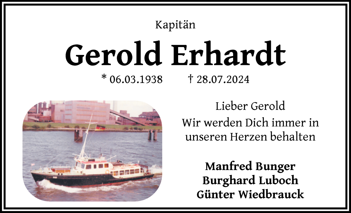 Traueranzeige von Gerold Erhardt von WESER-KURIER