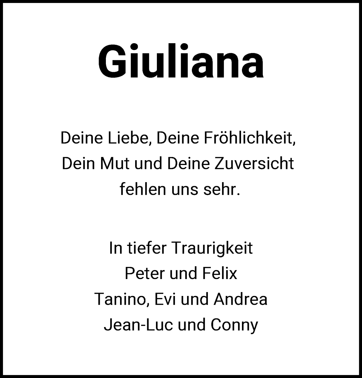 Traueranzeige von Giuliana Heinen von WESER-KURIER