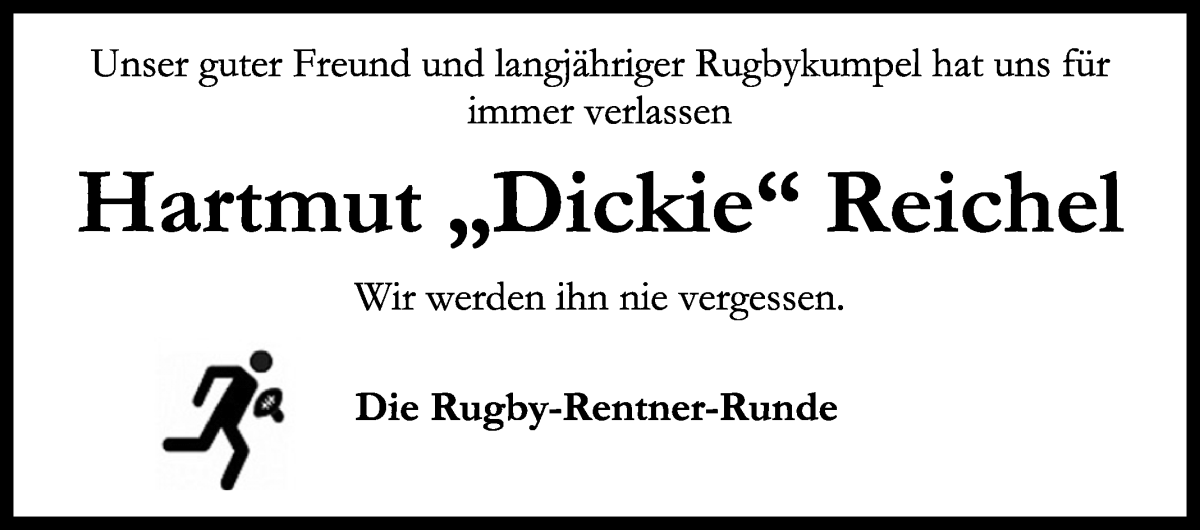 Traueranzeige von Hartmut Reichel von WESER-KURIER