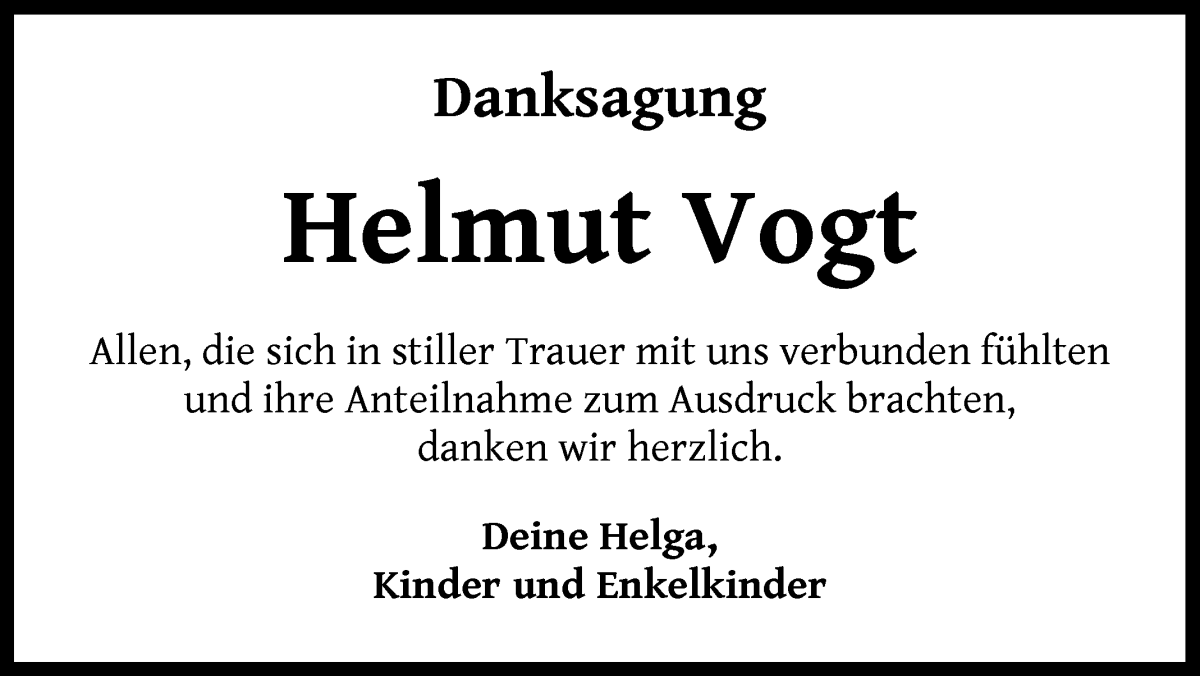 Traueranzeige von Helmut Vogt von WESER-KURIER