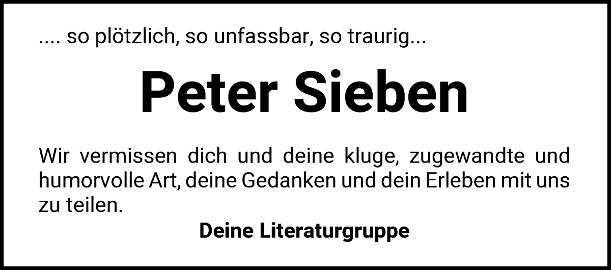 Traueranzeige von Peter Sieben von WESER-KURIER