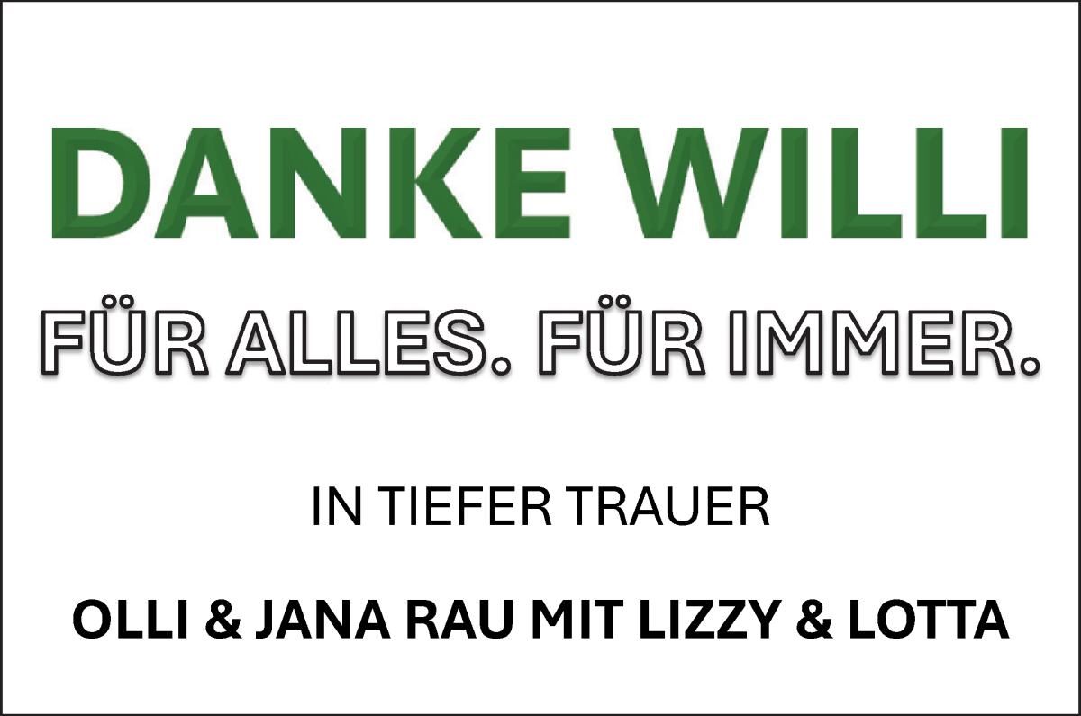  Traueranzeige für Willi Lemke vom 17.08.2024 aus WESER-KURIER