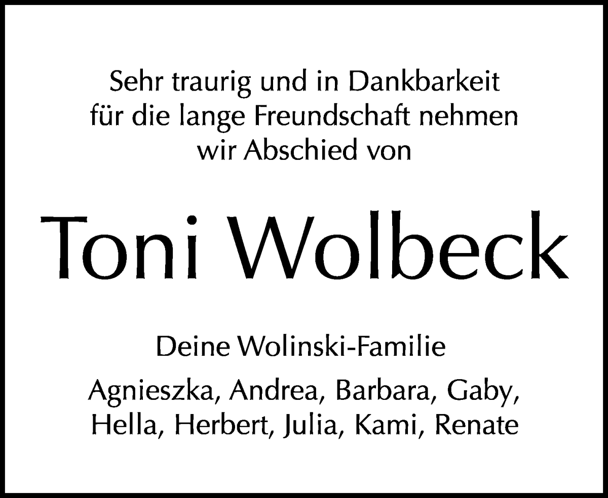  Traueranzeige für Antonius Wolbeck vom 07.09.2024 aus WESER-KURIER