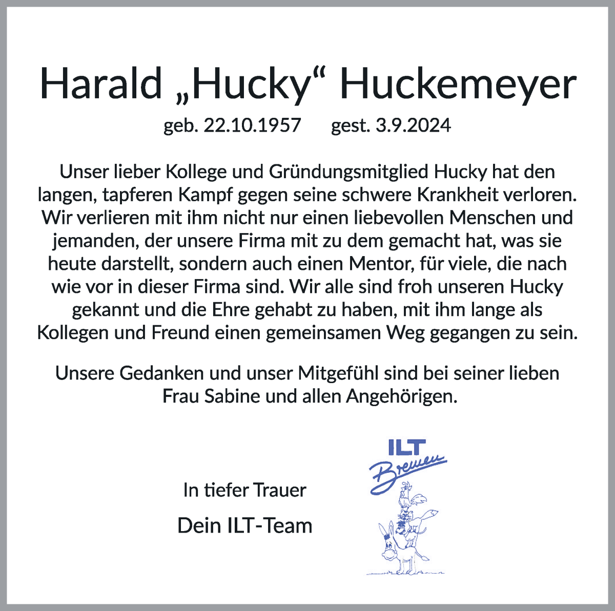 Traueranzeige von Harald Huckemeyer von WESER-KURIER