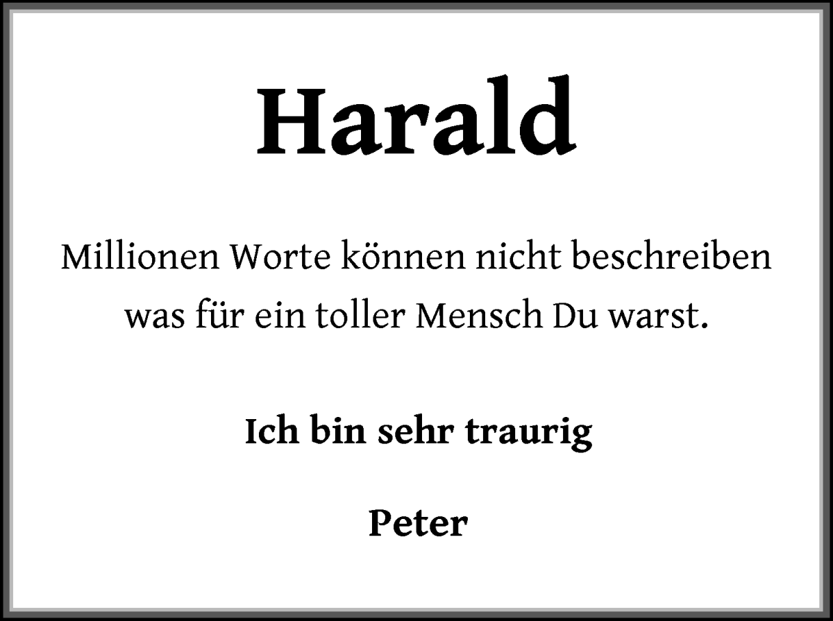 Traueranzeige von Harald Huckemeyer von WESER-KURIER