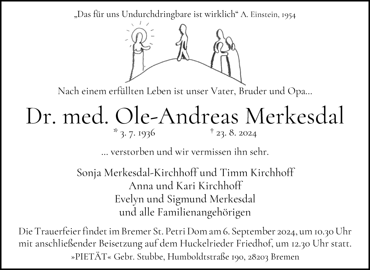 Traueranzeige von Ole-Andreas Merkesdal von WESER-KURIER