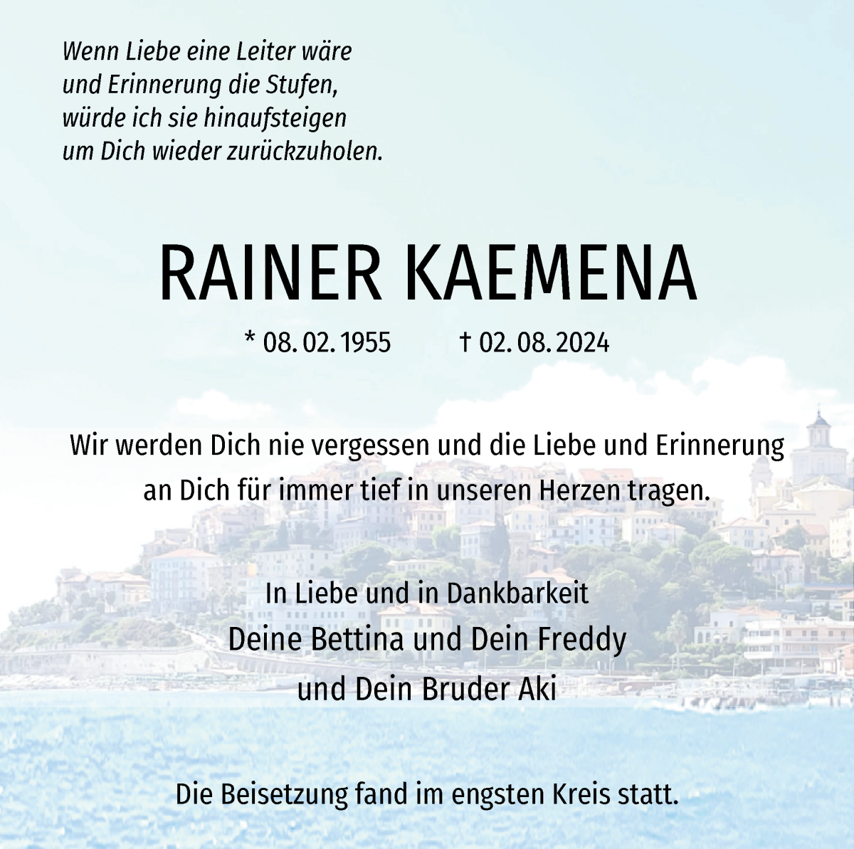 Traueranzeige von Rainer Kaemena von WESER-KURIER