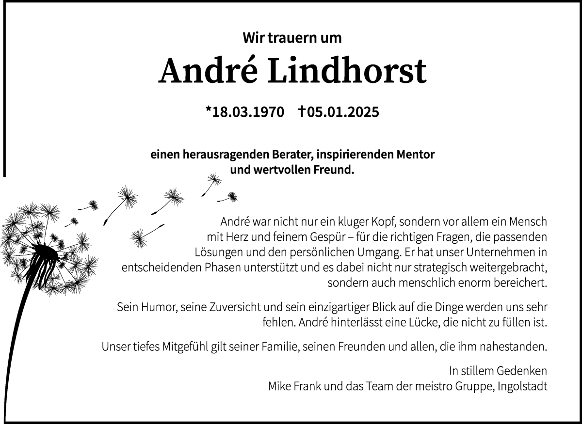 Traueranzeige von Andre Lindhorst von WESER-KURIER