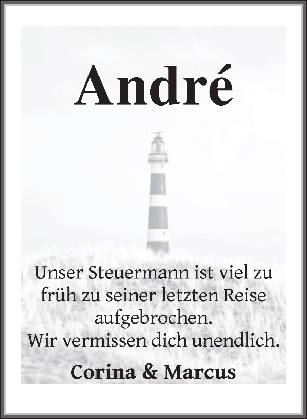 Traueranzeige von Andre Lindhorst von WESER-KURIER