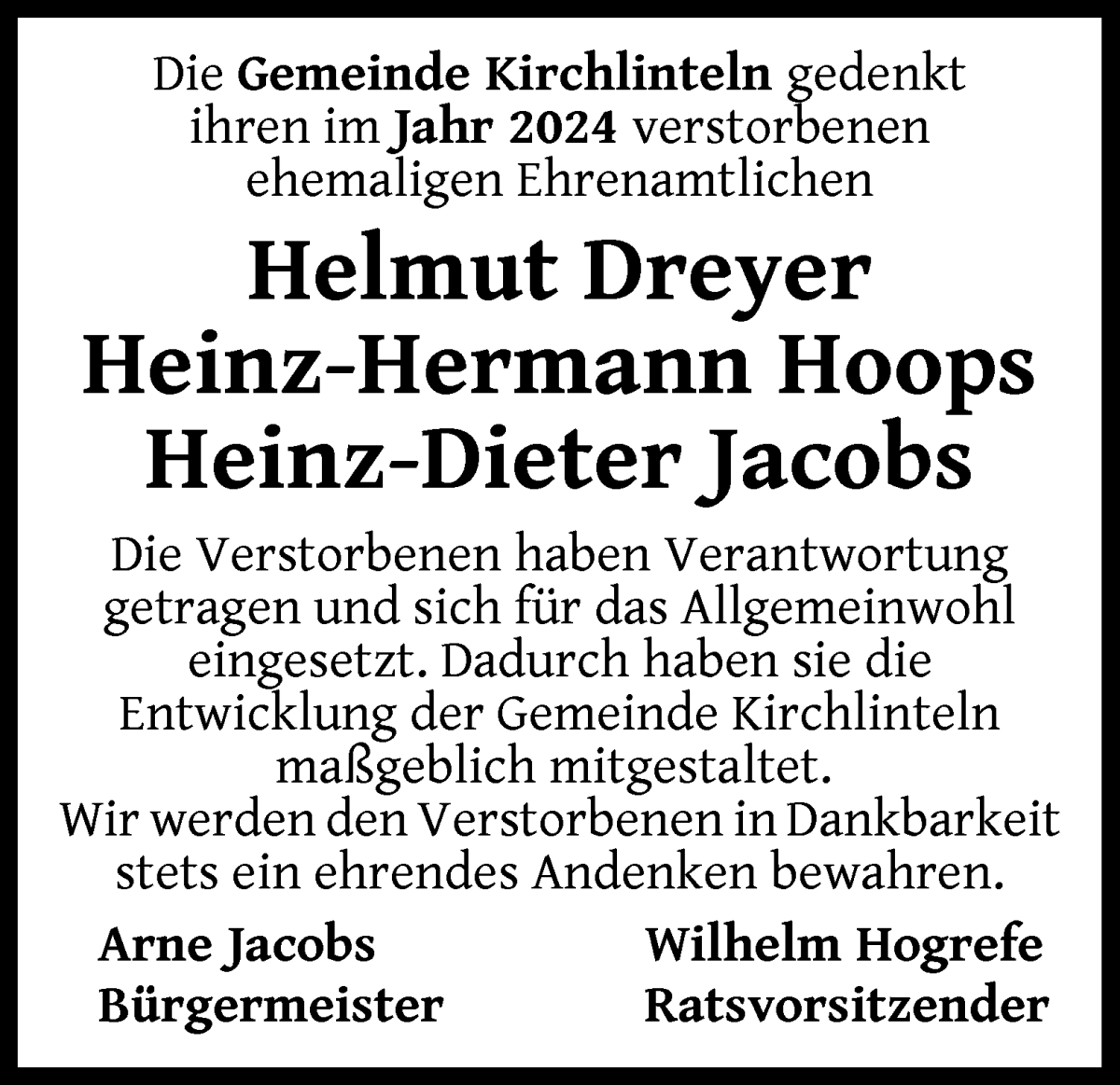 Traueranzeige von Im Gedenken  von Achimer Kurier/Verdener Nachrichten