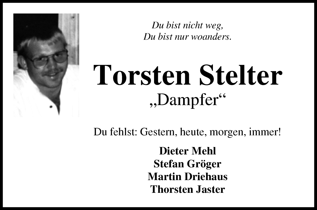 Traueranzeige von Torsten Stelter von Osterholzer Kreisblatt