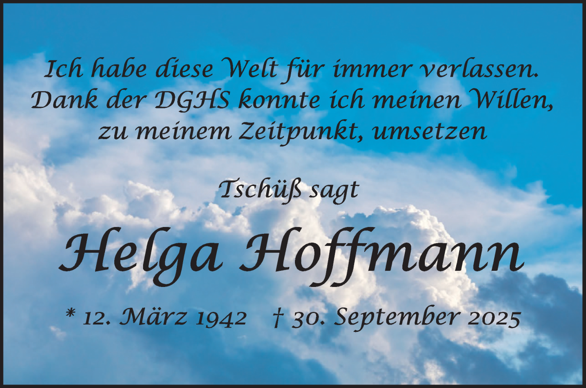 Traueranzeige von Helga Hoffmann von WESER-KURIER