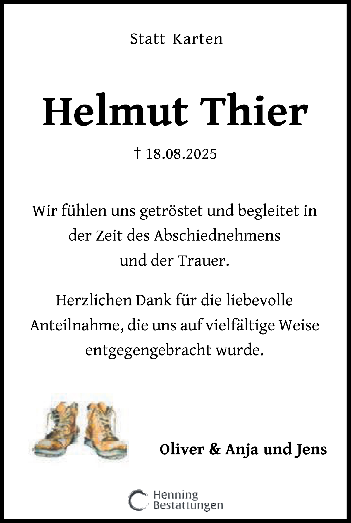 Traueranzeige von Helmut Thier von WESER-KURIER