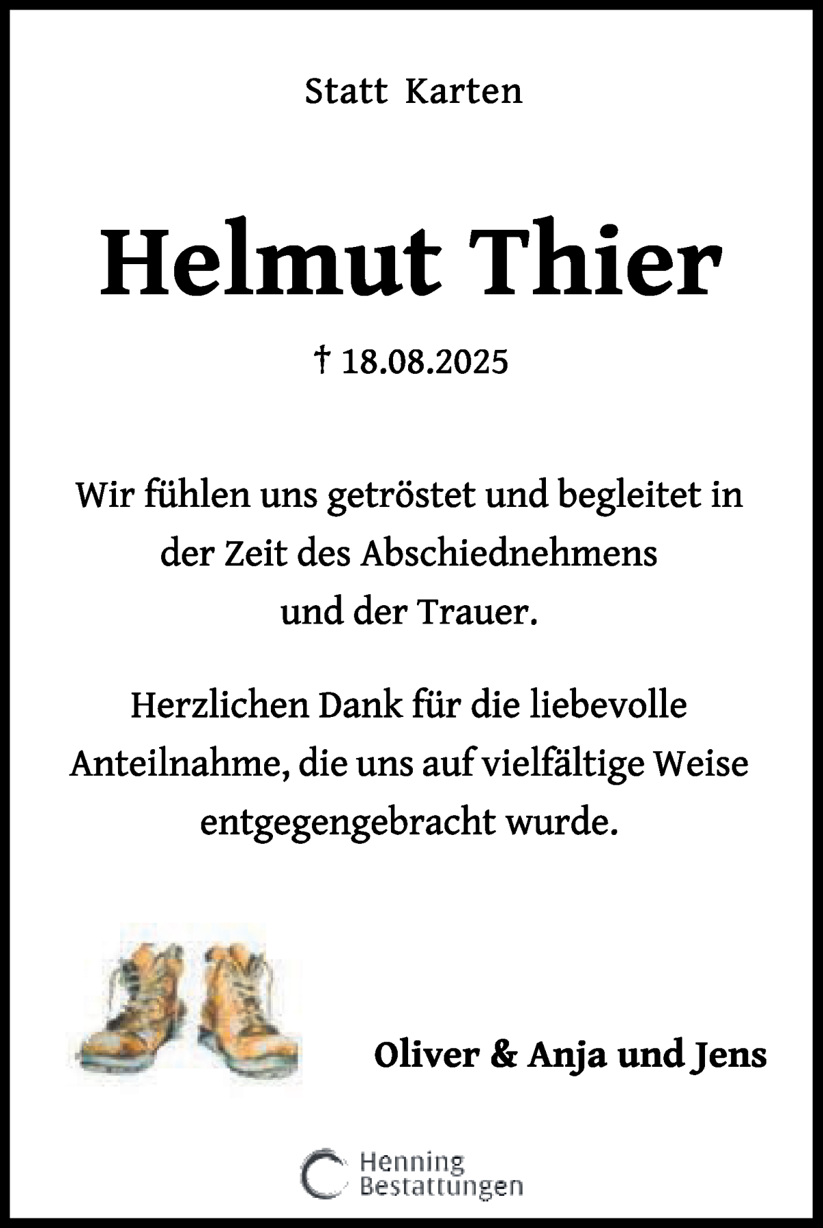Traueranzeige von Helmut Thier von WESER-KURIER