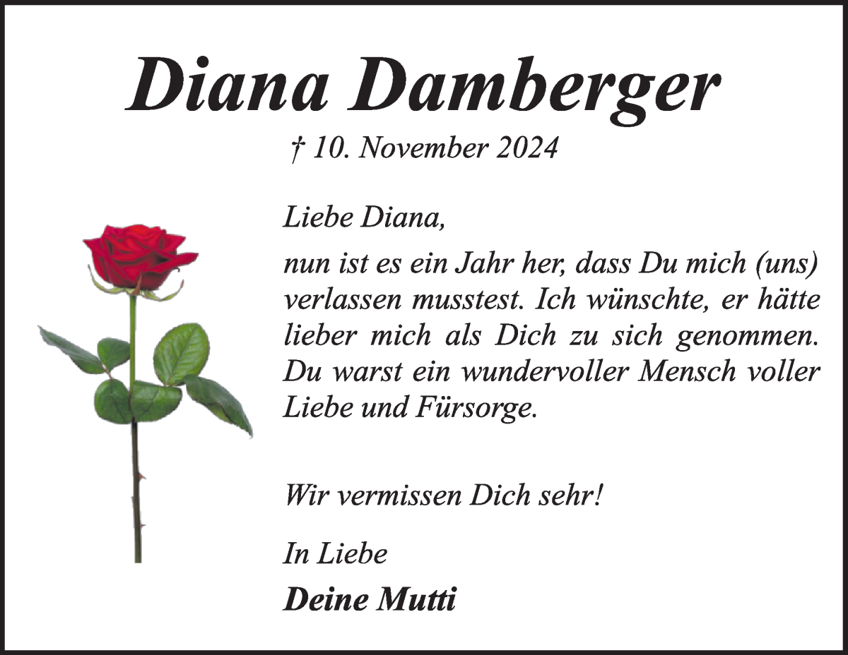 Traueranzeige von Diana Damberger von WESER-KURIER