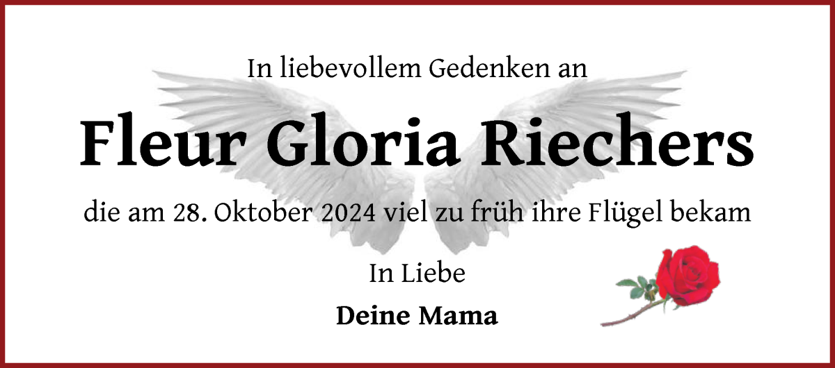 Traueranzeige von Fleur Gloria Riechers von WESER-KURIER