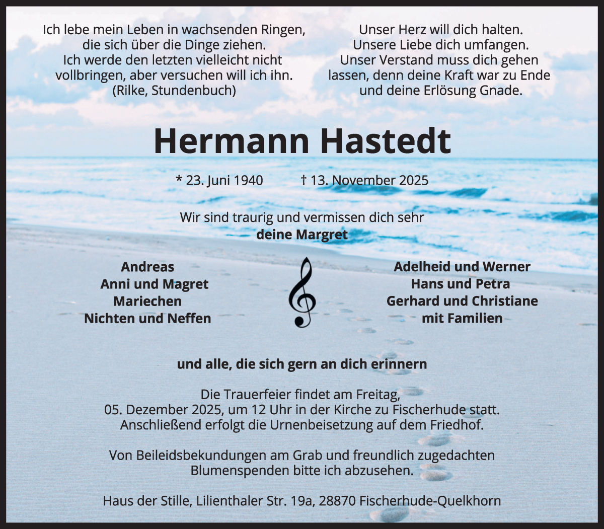 Traueranzeige von Hermann Hastedt von Achimer Kurier/Verdener Nachrichten