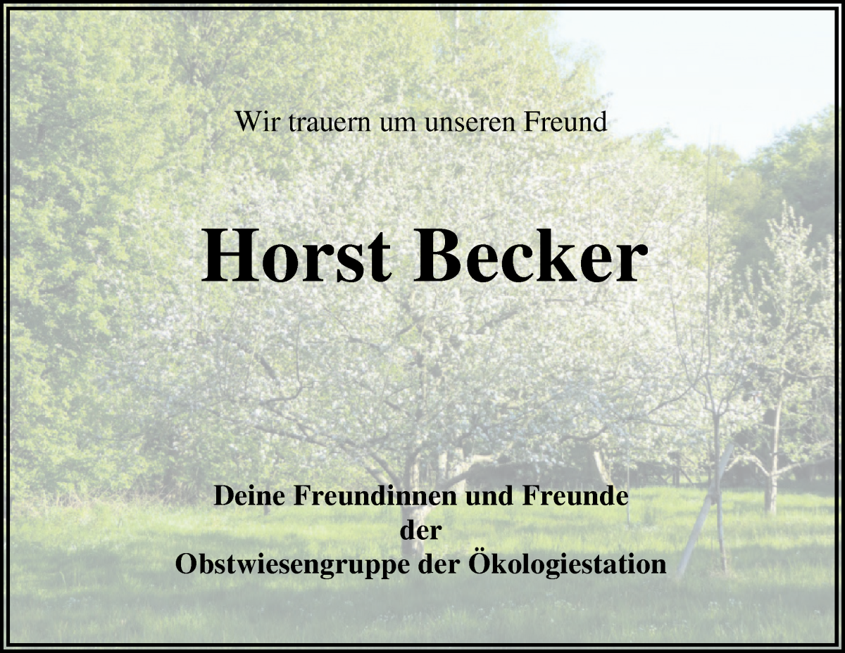 Traueranzeige von Horst Becker von Die Norddeutsche