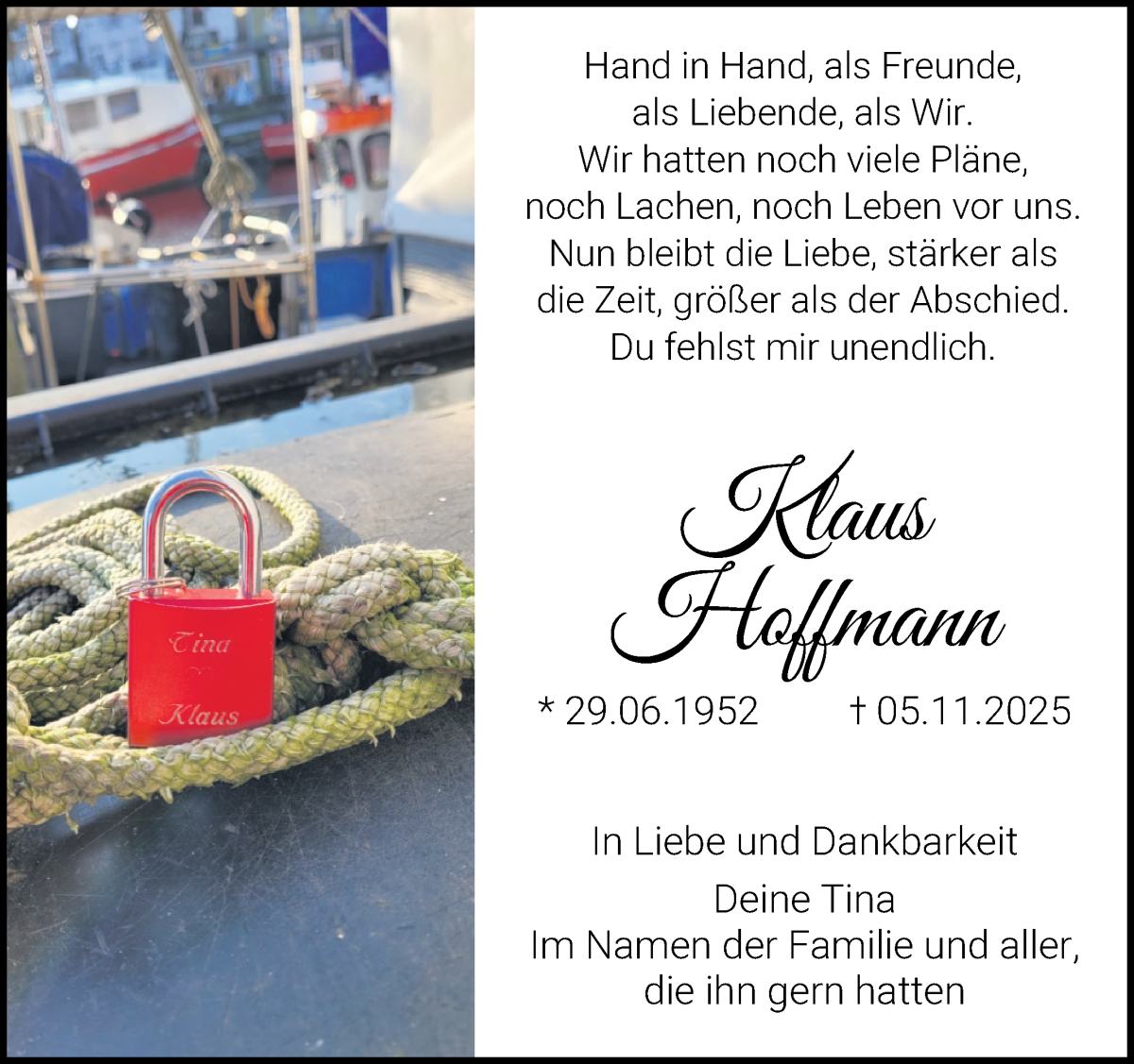 Traueranzeige von Klaus Hoffmann von WESER-KURIER