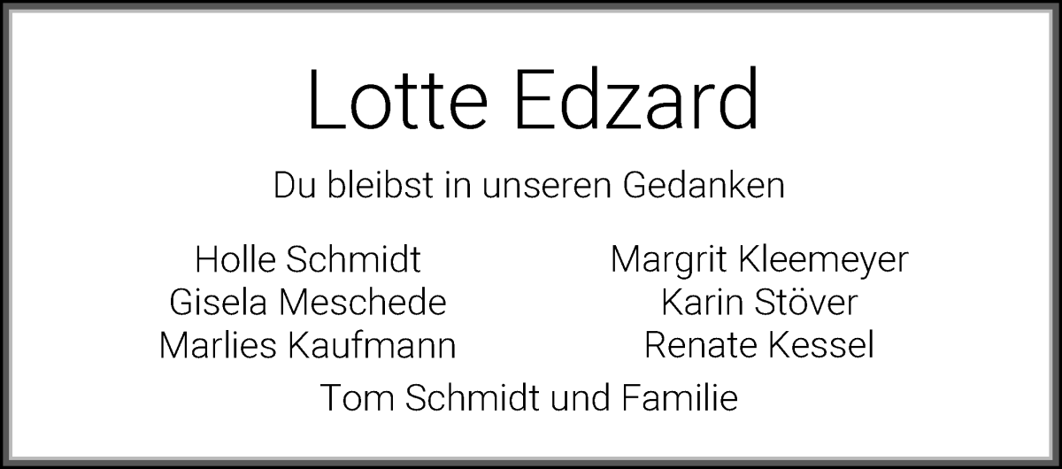 Traueranzeige von Lotte Edzard von WESER-KURIER