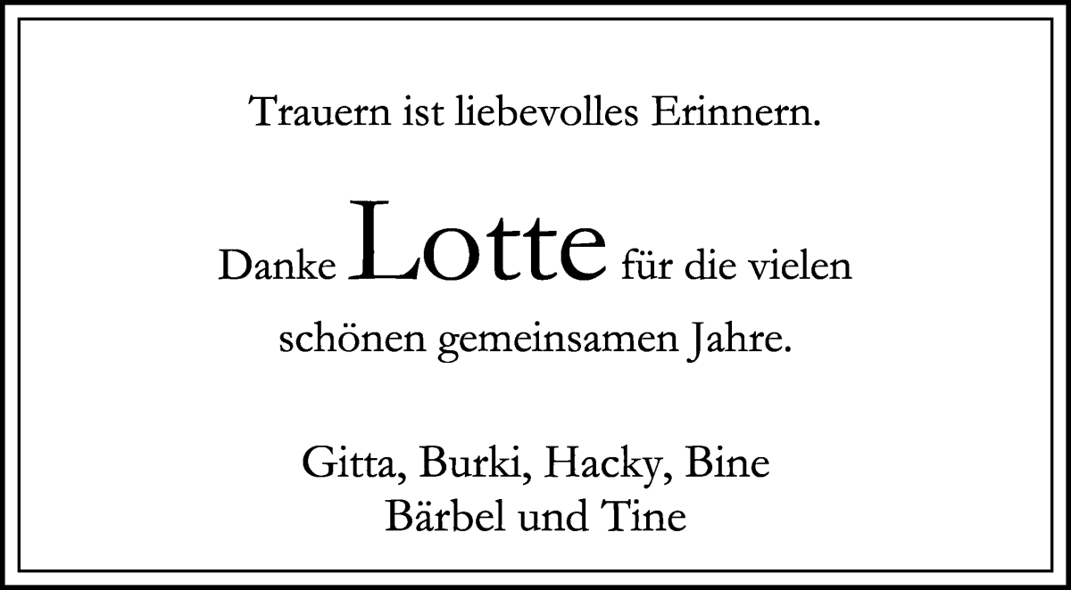 Traueranzeige von Lotte Edzard von WESER-KURIER