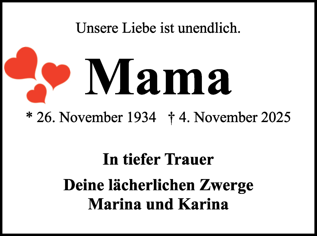 Traueranzeige von Mama  von WESER-KURIER