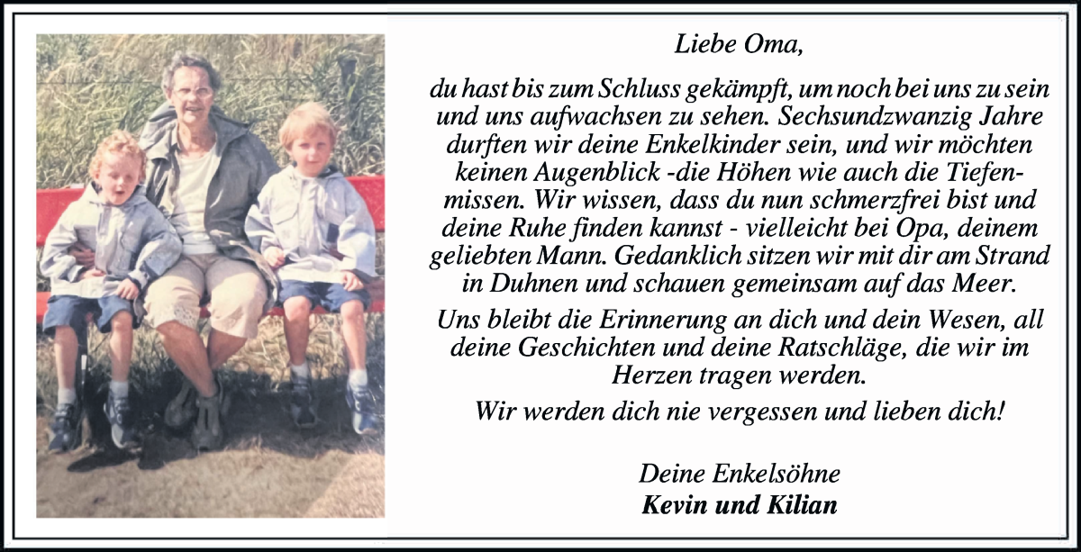Traueranzeige von Oma  von WESER-KURIER