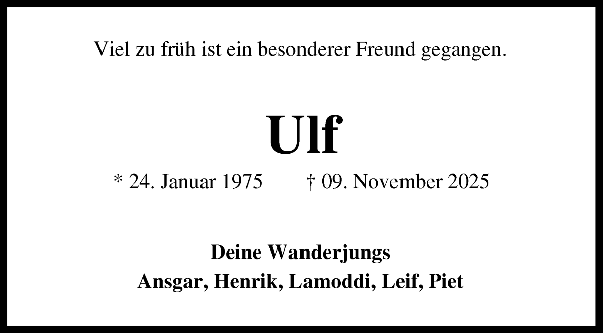 Traueranzeige von Ulf Schröder von WESER-KURIER