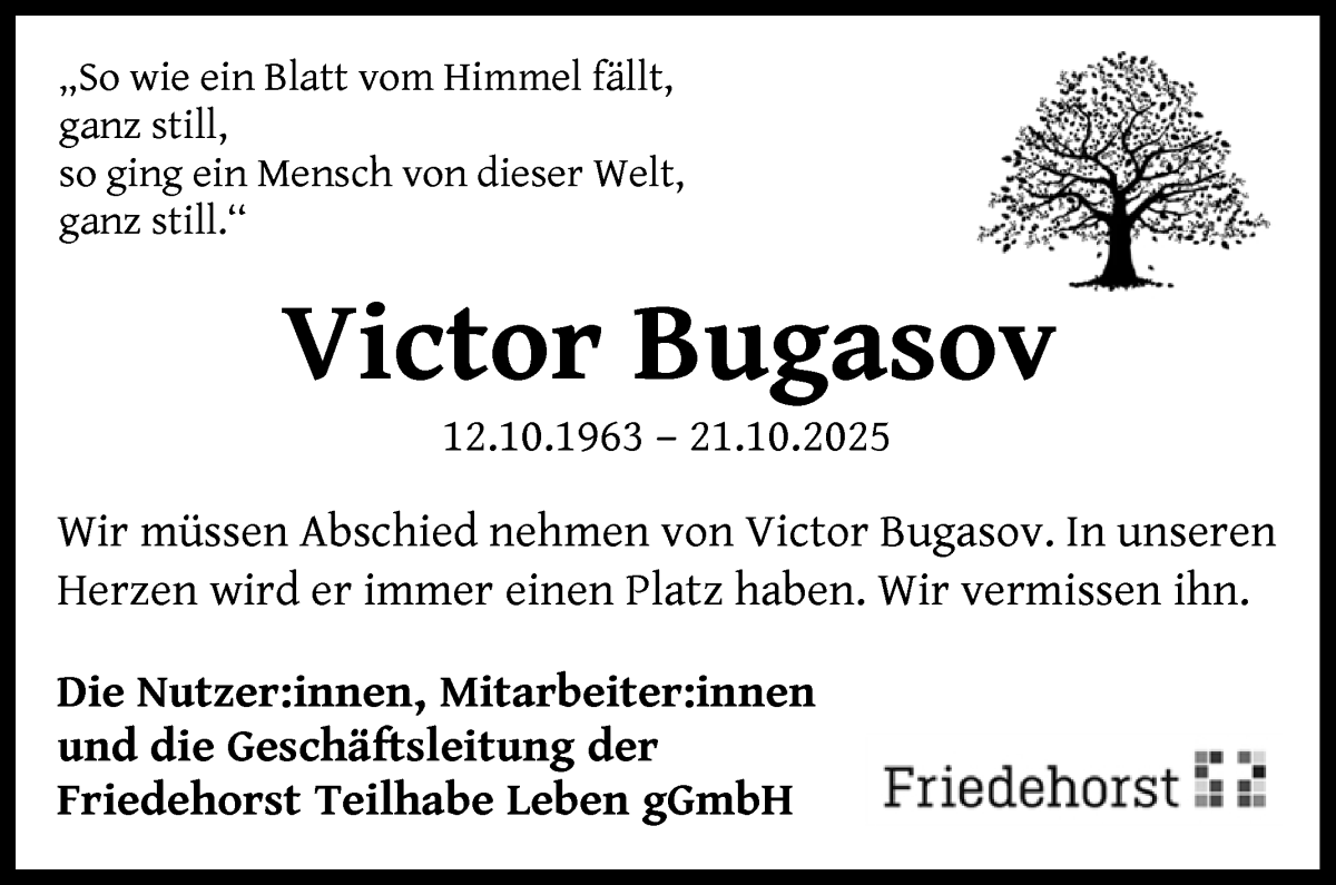 Traueranzeige von Victor Bugasov von WESER-KURIER