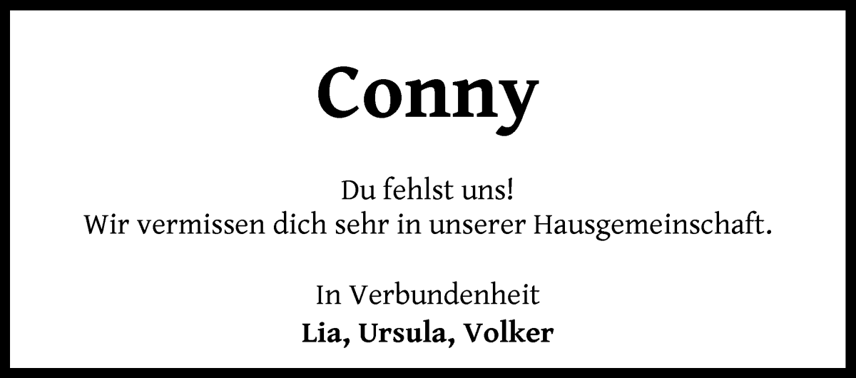  Traueranzeige für Conny Schmidt vom 06.12.2025 aus WESER-KURIER
