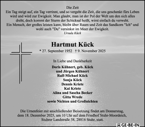 Traueranzeige von Hartmut Kück von WESER-KURIER
