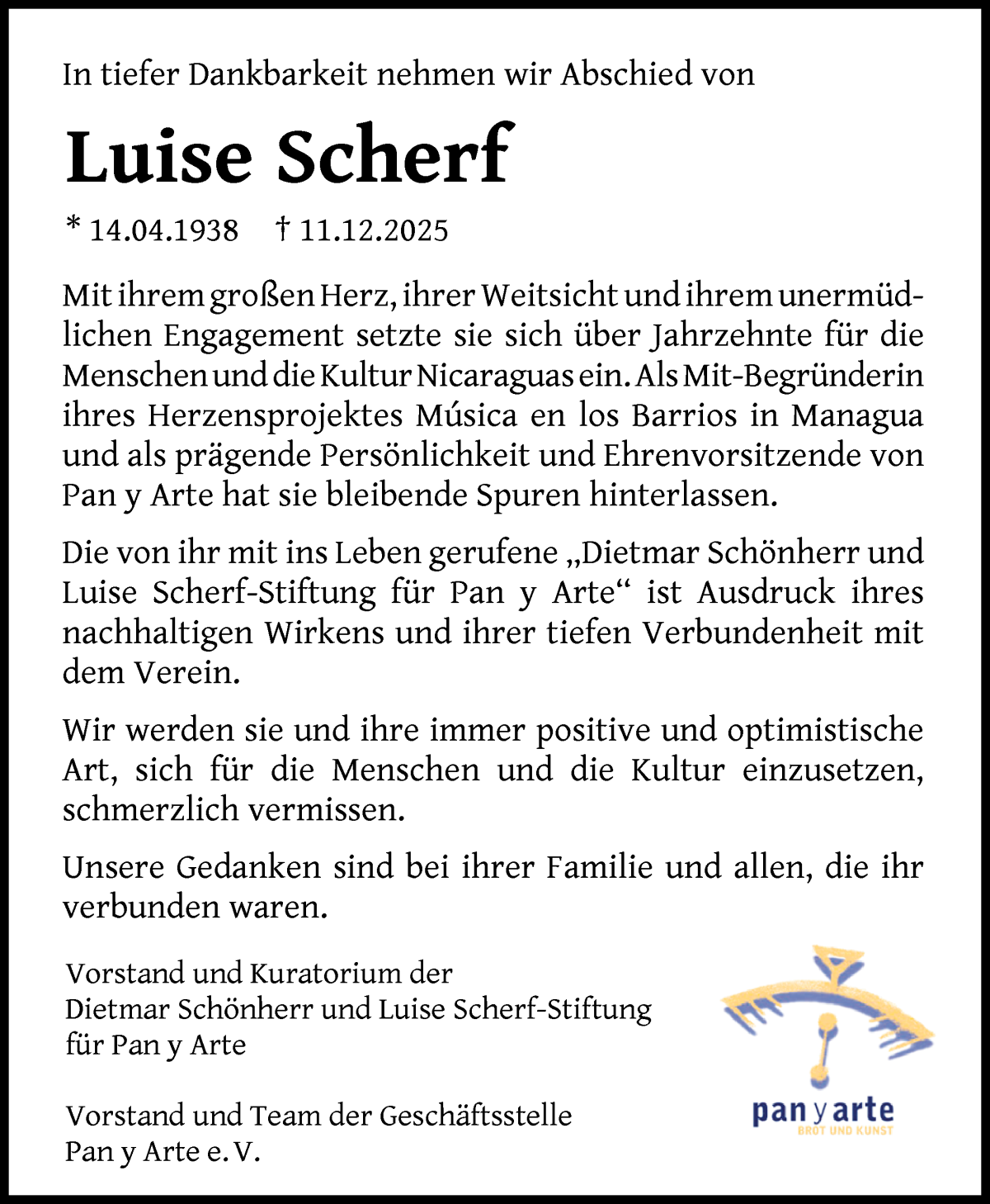 Traueranzeige von Luise Scherf von WESER-KURIER