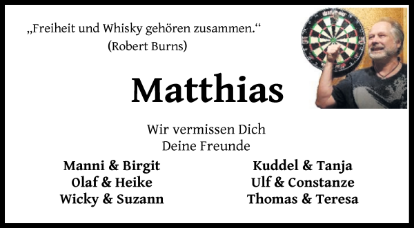 Traueranzeige von Matthias Lentz von WESER-KURIER