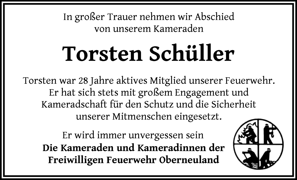  Traueranzeige für Torsten Schüller vom 13.12.2025 aus WESER-KURIER