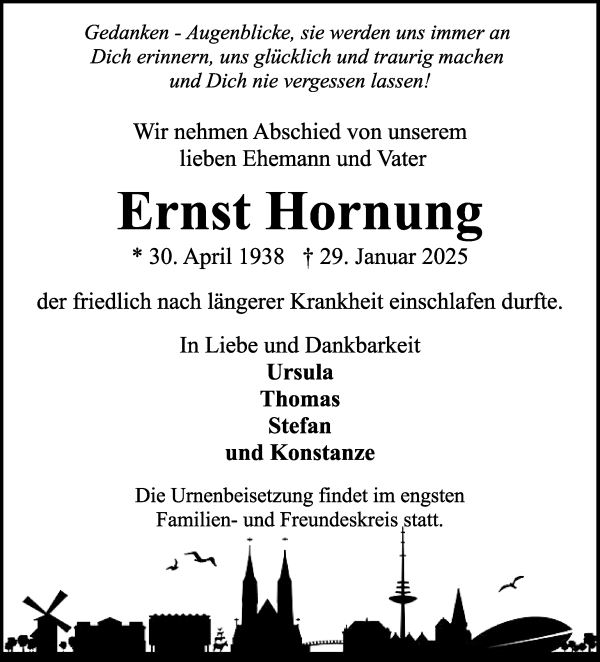 Traueranzeige von Ernst Hornung von WESER-KURIER