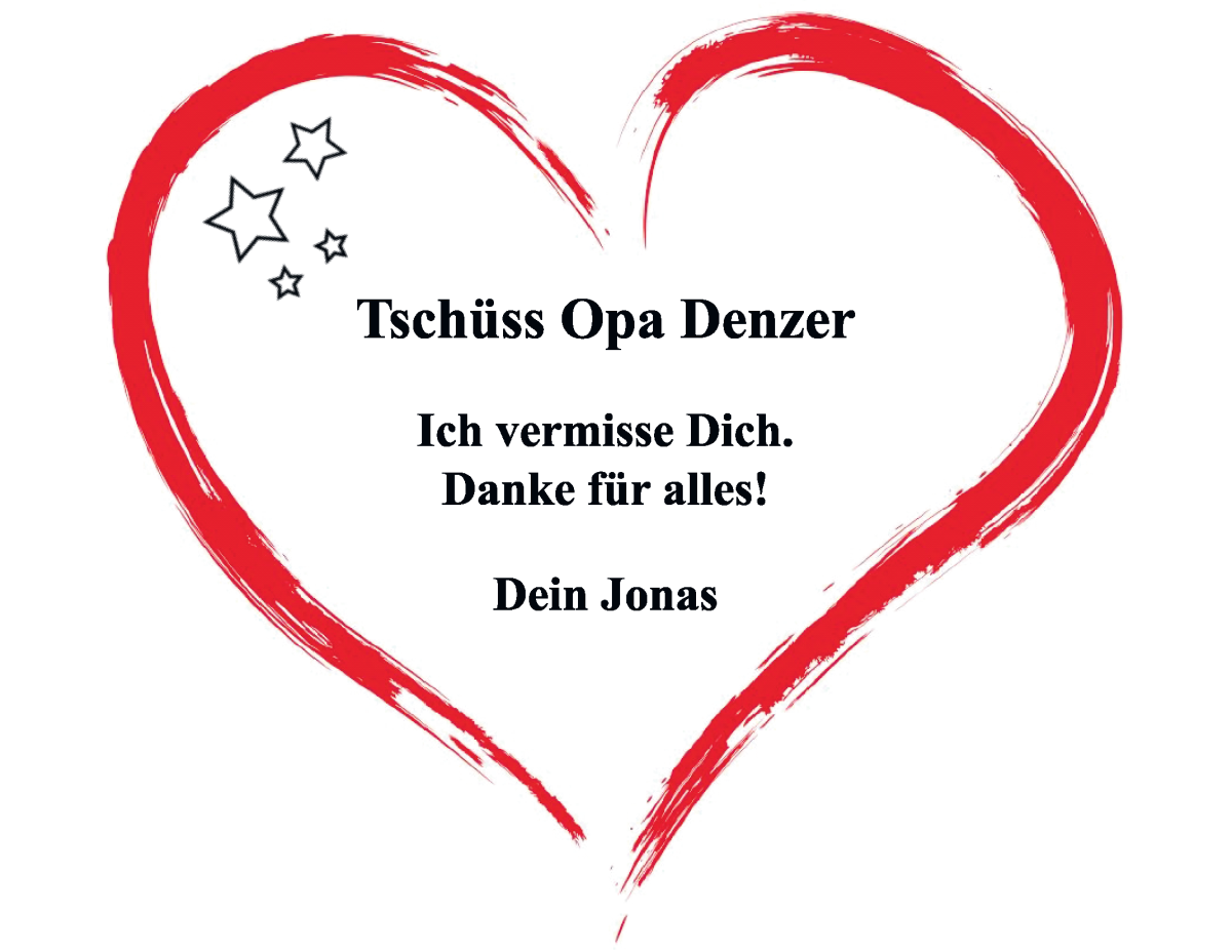 Traueranzeige von Denzer  von Die Norddeutsche