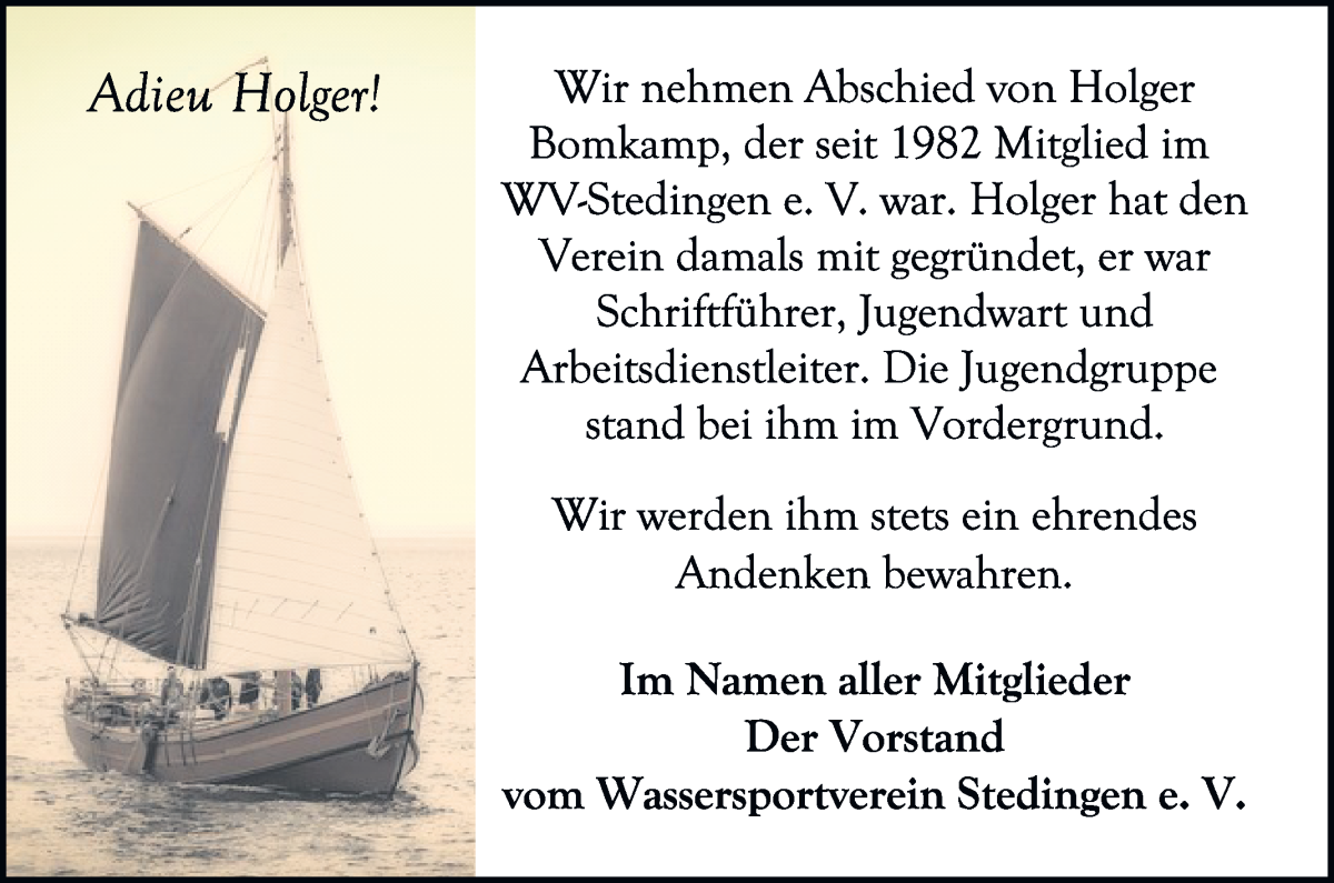 Traueranzeige von Holger  von Die Norddeutsche