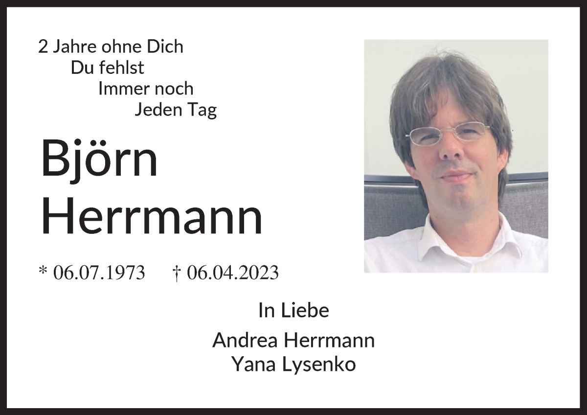  Traueranzeige für Björn Herrmann vom 05.04.2025 aus Die Norddeutsche