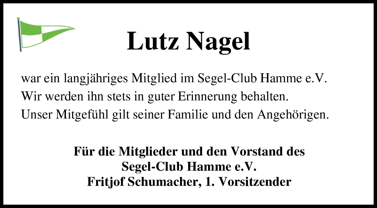 Traueranzeige von Lutz Nagel von Osterholzer Kreisblatt