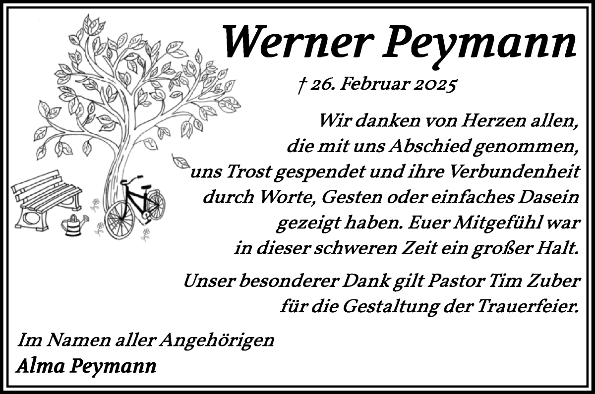 Traueranzeige von Werner Peymann von WESER-KURIER
