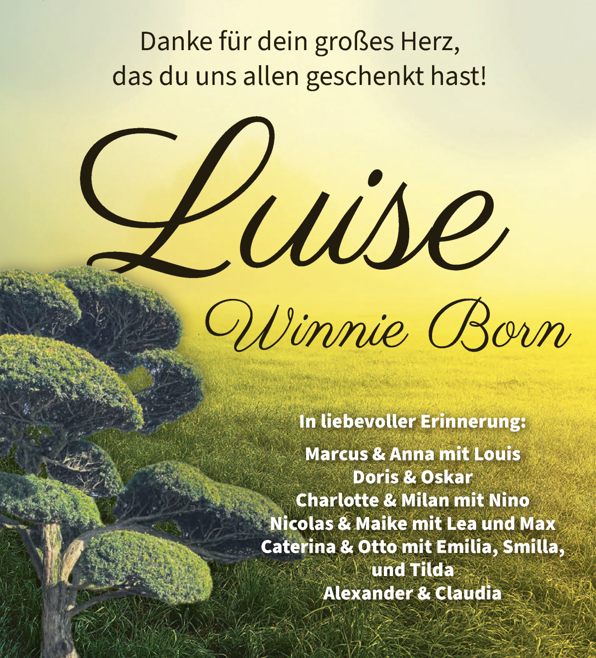 Traueranzeige von Luise Winnie Born von WESER-KURIER