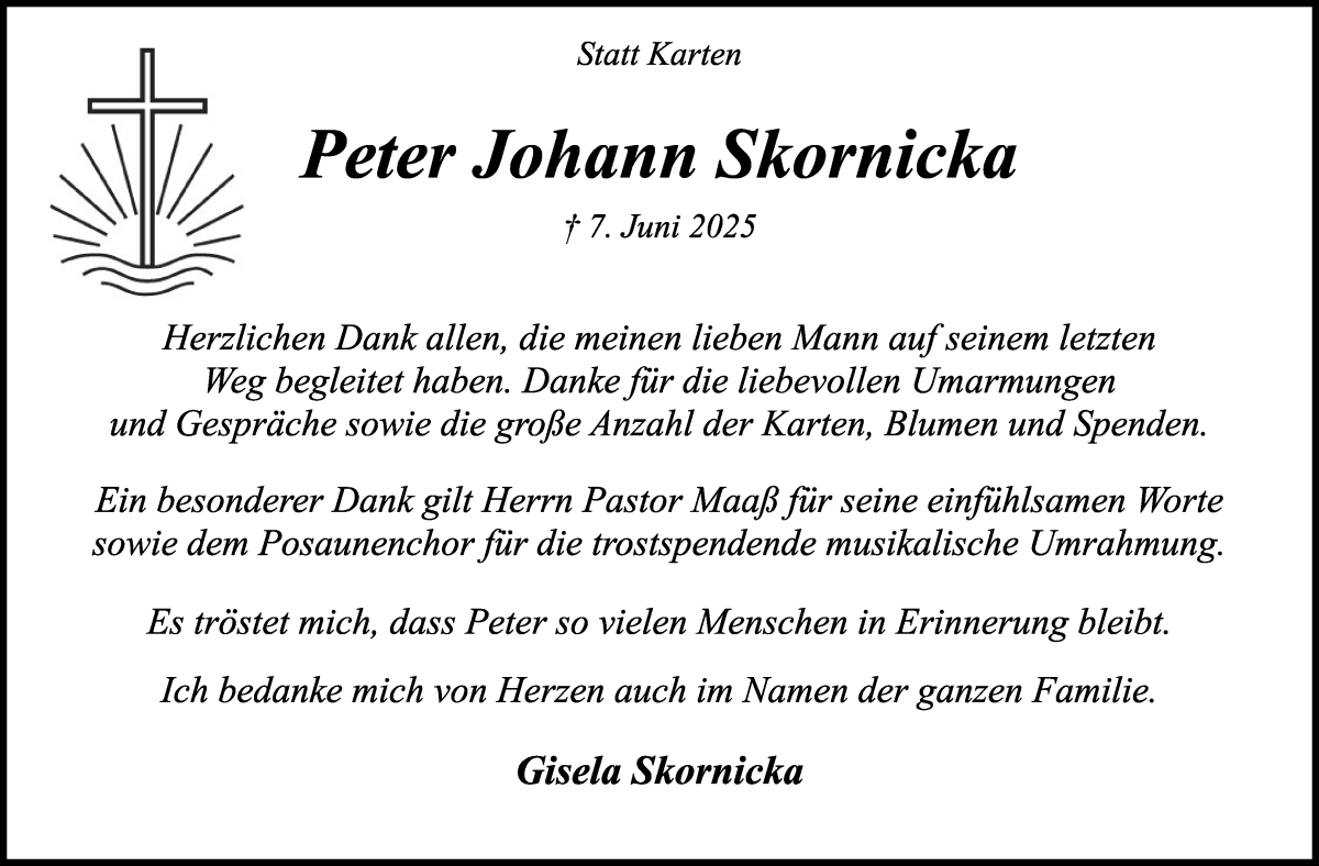 Traueranzeige von Peter Johann Skornicka von WESER-KURIER