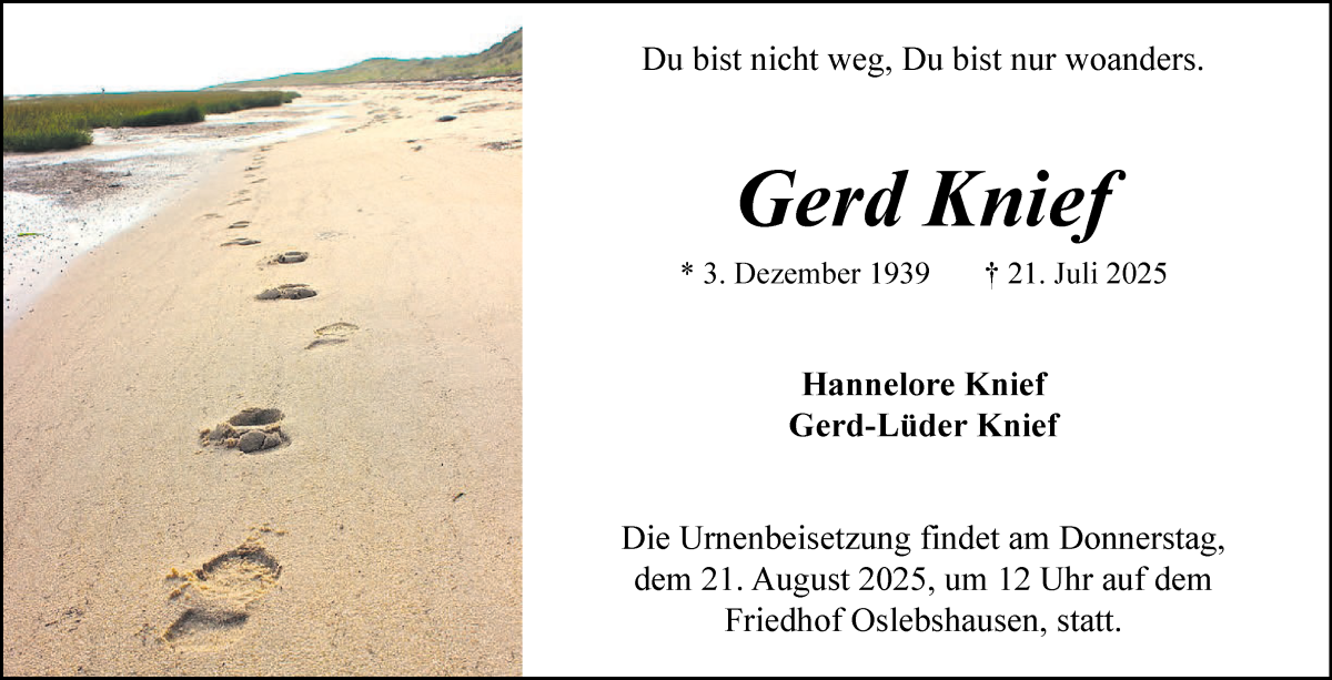 Traueranzeige von Gerd Knief von WESER-KURIER