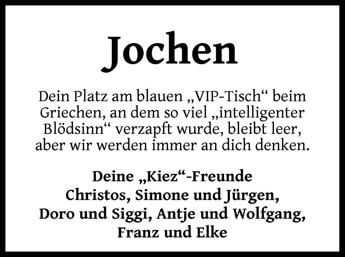 Traueranzeige von Jochen Tell von WESER-KURIER