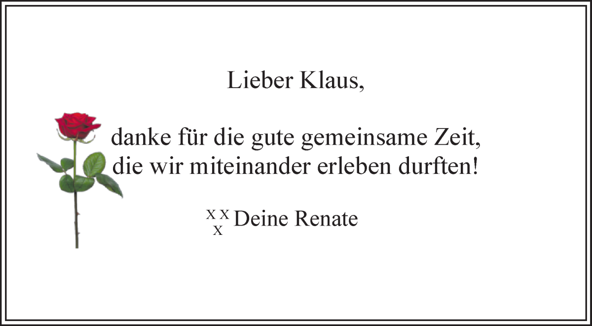 Traueranzeige von Klaus Dieter Kück von WESER-KURIER